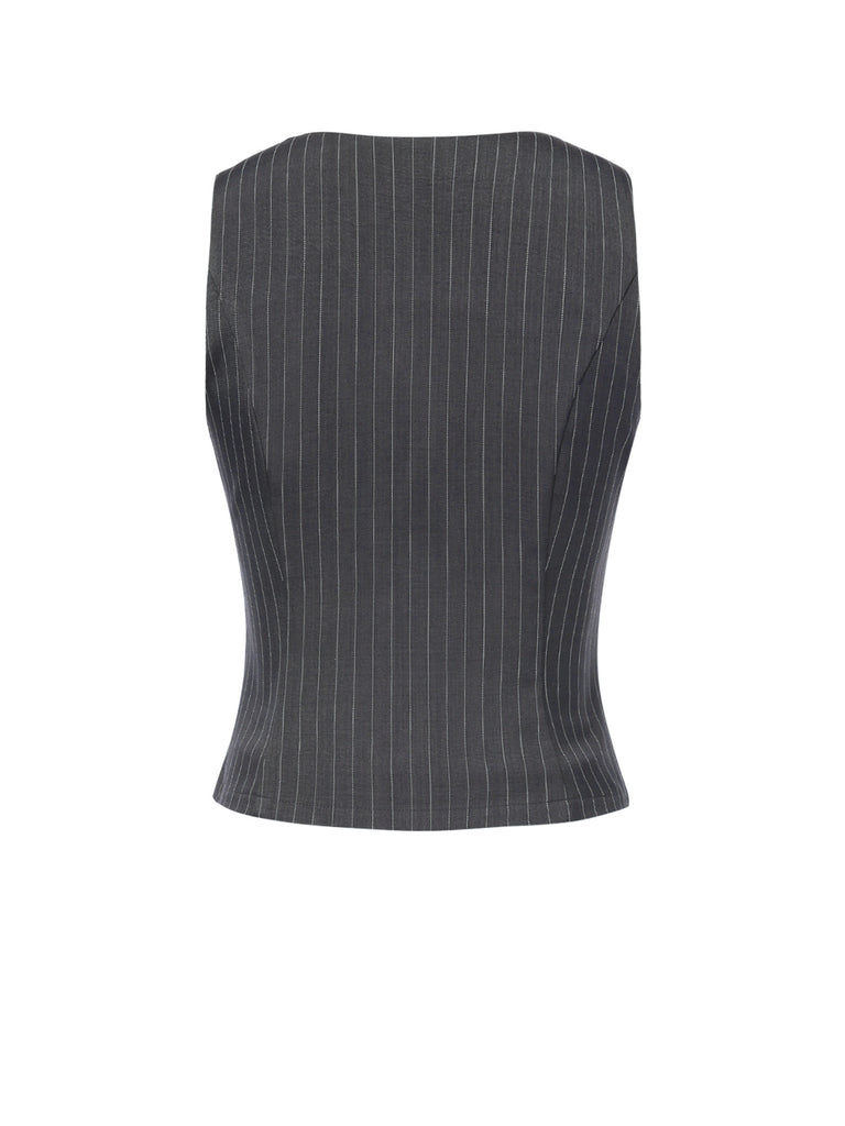 2PCS Dark 1960s Pinstripes Top & Pleated Skirt: a 1960s classic that whispers rather than shouts