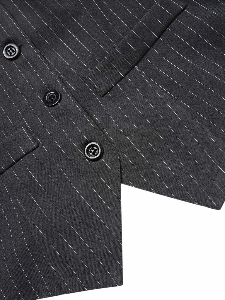 2PCS Dark 1960s Pinstripes Top & Pleated Skirt — 1960s elegance she can wear anywhere