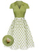 She pairs this 2PCS Green 1940s Buttons Shirt & Polka Dots Skirt with confidence and 1940s charm