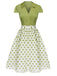 2PCS Green 1940s Buttons Shirt & Polka Dots Skirt: a 1940s classic that whispers rather than shouts