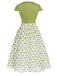 2PCS Green 1940s Buttons Shirt & Polka Dots Skirt — 1940s elegance she can wear anywhere