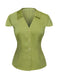 2PCS Green 1940s Buttons Shirt & Polka Dots Skirt — 1940s jazz-age spirit for her morning coffee
