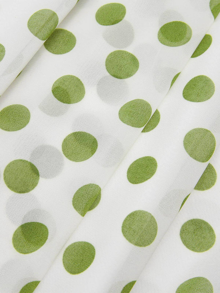 2PCS Green 1940s Buttons Shirt & Polka Dots Skirt: a 1940s classic that whispers rather than shouts