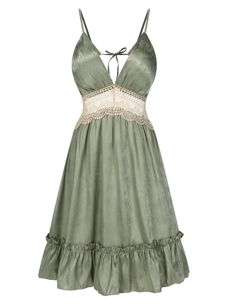 2PCS Green 1950s Guipure Lace Nightgown & Robe - vintage nightgown, retro sleepwear