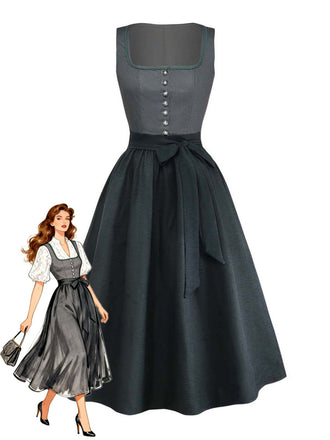 2PCS Green 1950s Polka Dot Border Print Dress & Apron, vintage dress, retro fashion, rockabilly, pin-up fashion - perfect for women who love vintage and retro fashion