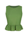 2PCS Green 1960s Ruffled Hem Top & Cropped Pants, vintage top, retro blouse - perfect for women who love vintage and retro fashion