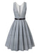 2PCS Grey 1940s V-Neck Plaid Dress & Satin Blouse — the kind of 1940s dress that makes strangers smile