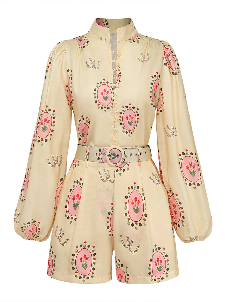 Light Yellow 1950s Vintage Classic Two Piece Set