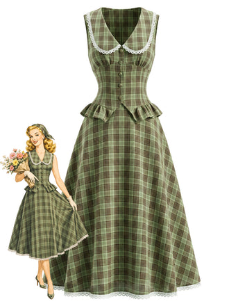 [Pre-Sale] Lake Green 1940s Plaid Vintage Classic Skirt