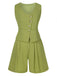 2PCS Light Green 1950s Solid Top & Shorts, vintage top, retro blouse - perfect for women who love vintage and retro fashion