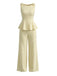 Light Yellow 1950s Ruffle Bow Two Piece Set 2