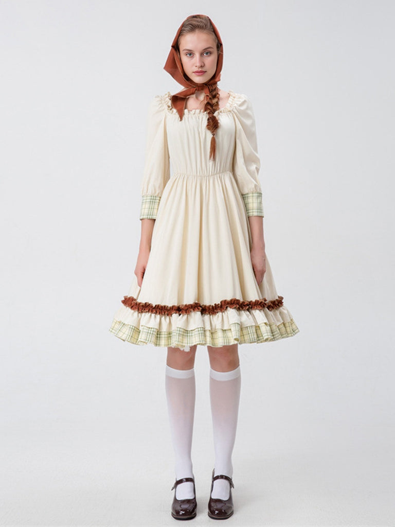 2PCS Multicolor 1950s Oktoberfest Puff Sleeves Dress: where 1950s romance meets her modern spirit