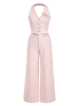 2PCS 1930s Houndstooth Halter Crop | 1930s | vintage blouse, retro top