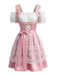 2PCS Pink 1950s Cold-Shoulder Puff Dress & Lace Embroidered Apron, vintage dress, retro fashion, rockabilly, pin-up fashion - vintage inspired fashion