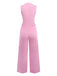 2PCS Pink 1950s Solid Heart Hollow Vest & Pants - vintage fashion, retro style