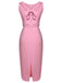 2PCS Pink 1960s Lapel Bowknot Blouse & Solid Spaghetti Strap Dress, vintage dress, retro fashion - perfect for women who love vintage and retro fashion