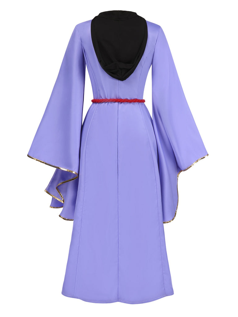 2PCS Purple 1940s Evil Queen Dress & Long Cloak: where 1940s romance meets her modern spirit