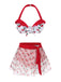 2PCS Red 1950s Cherry Bikini & Tie-Waist Cover up - vintage fashion, retro style, elegant red