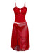 2PCS Red 1960s Cutout Ruffled Tankini Set & Cover-Up - vintage fashion, retro style, elegant red