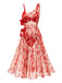 2PCS Red 1960s Glitter Ring Bikini Set & Roses Cover-Up: 1960s Riviera elegance, reimagined for her