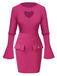 She sways in this 2PCS Rose Red 1970s Heart Cutout Sweater & Solid Skirt and it's pure 1970s magic
