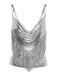 2PCS Silver 1980s Sequined Suspender Tassel Top & Skirt: a 1980s classic that whispers rather than shouts