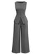 2PCS Solid 1940s Sleeveless Top & Wide-Leg Pants - vintage fashion, retro style