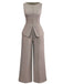 2PCS Solid 1940s Sleeveless Top & Wide-Leg Pants - vintage fashion, retro style