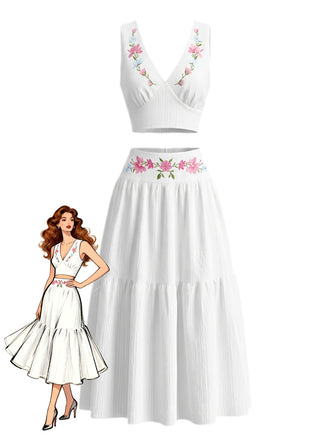 White 1950s Vintage Classic Skirt 2