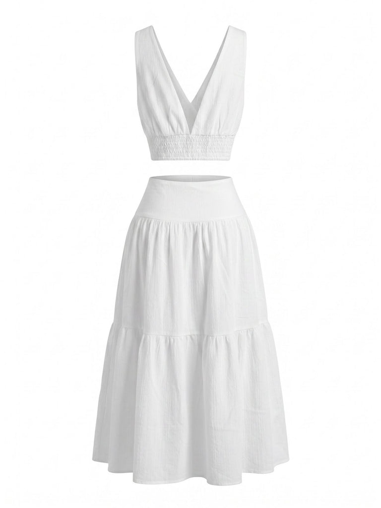 White 1950s Vintage Classic Skirt 5