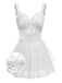 [Pre-Sale] 2PCS White 1950s Lace Ruffled Bow Swimsuit & Cover-Up