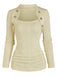Beige 1960s Solid Faux Button Knitted Sweater