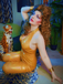 Gold 1970s Solid V-Neck Halter Jumpsuit