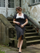 Black 1930s Lace Trim Polka Dot Dress