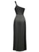 1940s Solid Satin One-Shoulder Dress