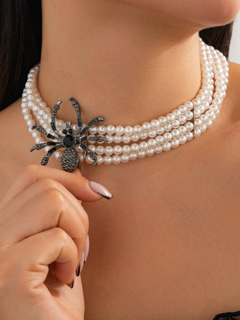 Vintage Halloween Spider Beaded Necklace