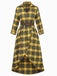1940s Tartan Plaid Long Sleeve Belted Shirt Dress