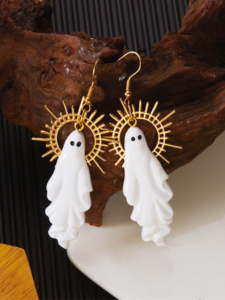 Halloween Ghost Sunburst Drop Earrings