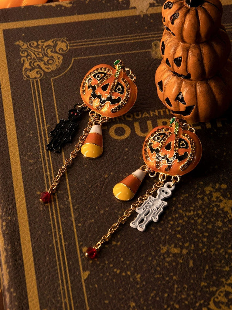 Halloween Pumpkin Skull Chain Alloy Earrings