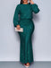 1930s Glitter Ruched Lantern Sleeve Knit Fishtail Dress