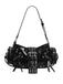 Black Punk Studded Buckle Shoulder Bag