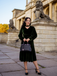 Green 1950s Keyhole V-Neck Pearl Velvet Dress