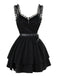 Black 1980s Punk Metal Belted Patchwork Dress