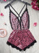 1950s Spaghetti Strap Leopard Lace Sleepwear