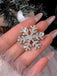 Vintage Silver Christmas Snowflake Rhinestone Hairpin