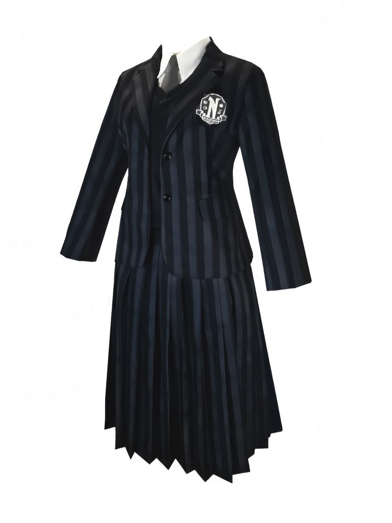 1940s Wednesday Academy Striped Uniform Costume Set