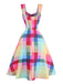 1950s Colorful Plaid Wide-strap A-Line Dress