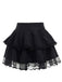 Black 1980s Gothic Chain Cross Lace Layered Skirt
