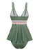 2PCS 1940s Solid Boho Ruffled Skirt Swimsuit