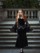 Black 1930s Lace Sleeve Velvet Fishtail Dress
